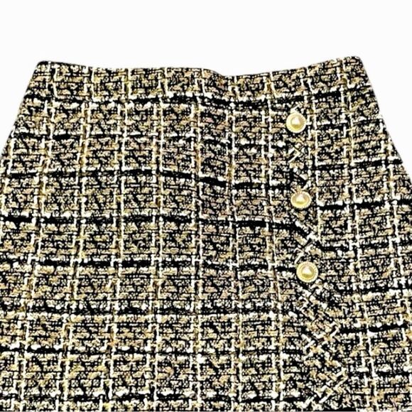 J.ING Tweed Pearl Button Mini Skort Skirt – XS Lined Black Shorts - Picture 2 of 10